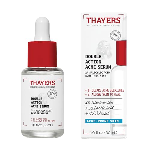 Thayers Double Action Acne Serum with Salicylic Acid, Acne Treatment Face Serum with 2% Salicylic Acid and Niacinamide, Soothing and Non-Stripping Beauty & Personal Care THAYERS