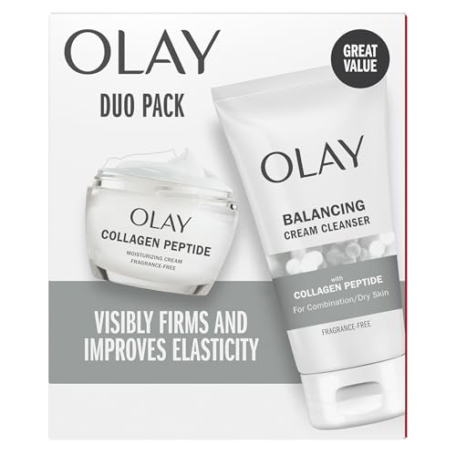 Olay Collagen Peptide Duo Pack, Balancing Cream Face Wash, Fragrance-Free, 5.0 fl oz, Moisturizing Cream Moisturizer, Fragrance-Free, 1.7 oz Beauty & Personal Care Olay