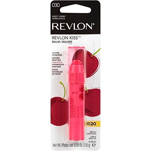 Revlon Kiss Tinted Lip Balm with SPF 20, Hydrating, Flavored, Infused with Natural Fruit Oils, 030 Sweet Cherry, 0.09 oz Beauty & Personal Care REVLON