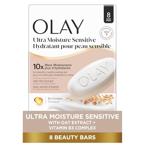 Olay Beauty Bar for Sensitive Skin, Ultra Moisture, 10x More Moisturizers, Nourishing Conditioners, Gentle on Skin, Vitamin B3 Complex, Oat Extract Beauty & Personal Care Olay