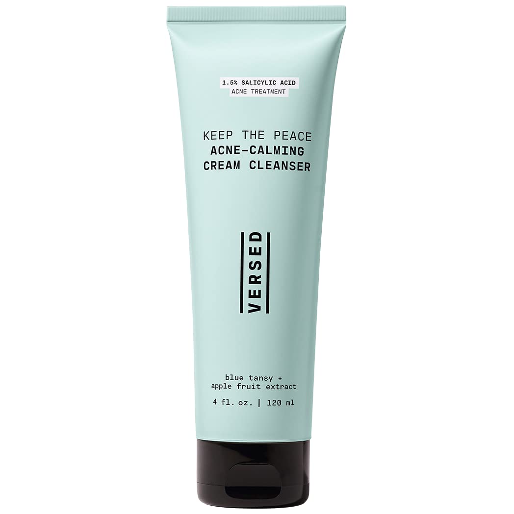 Versed Keep The Peace Calming Cream Cleanser 4 oz – Gentle Foaming Face Wash with Salicylic Acid, Reduces Blemishes, Non-Drying & Vegan Beauty & Personal Care Versed
