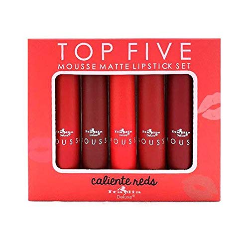Italia Deluxe Top Five Mousse Matte Lipstick Set Caliente Reds Beauty & Personal Care Italia Deluxe