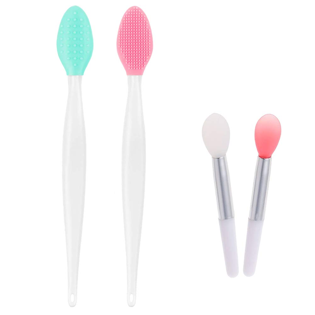 Silicone Lip Brush Set - 2pcs Double-sided Lip Scrubber & Balm Applicator Tools Beauty & Personal Care Finrray