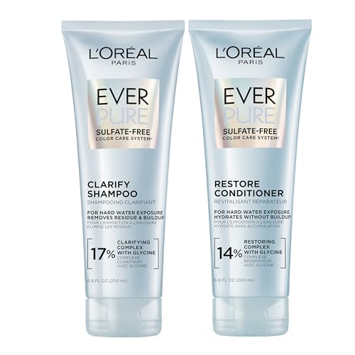 L'Oreal Paris Clarify and Restore Sulfate Free Shampoo and Conditioner Set with Antioxidants for Hard Water Exposure and Styling Build-up, EverPure, 1 Beauty & Personal Care L'Oreal Paris