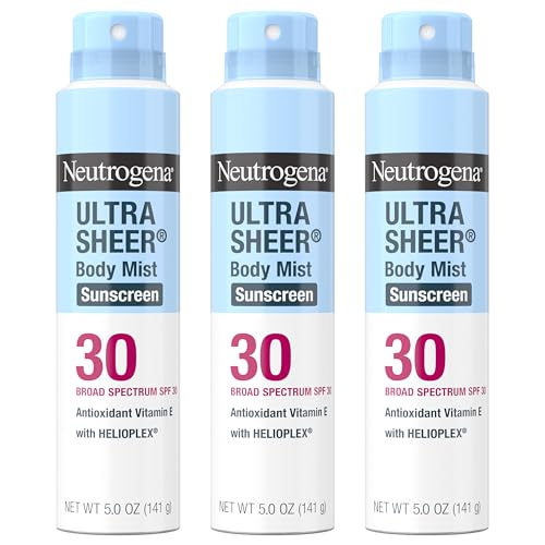 Neutrogena Ultra Sheer Sunscreen Spray SPF 30 Body Mist, Lightweight Non-Greasy Broad Spectrum UVA/UVB Protection, Oil-Free & Non-Comedogenic Water Beauty & Personal Care Neutrogena