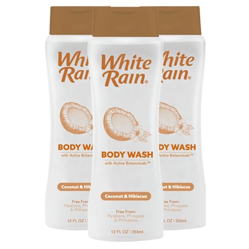 White Rain Coconut & Hibiscus Moisturizing Body Wash for Women & Men - Coconut Body Wash for Dry Skin, Gentle Paraben-Free Formula with Botanical Beauty & Personal Care White Rain