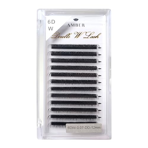 Amber Lash Double W Volume WW Lash for Eyelash Extension Professionals, 0.07mm Thickness, Various Curls and Lengths