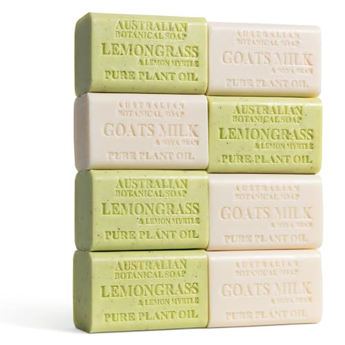 Australian Botanical Soap Men’s Body & Beard Bar Duo Pack - Goats Milk & Lemongrass, Triple Milled 6.6 oz Bars, 8 Pack - 4 Bars of Each Beauty & Personal Care Australian Botanical Soap
