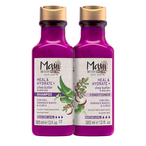Maui Moisture Heal & Hydrate + Shea Butter Shampoo & Conditioner Bundle, Hair Care Set with Shea Butter & Aloe Vera for Dry, Damaged Waves & Curls Beauty & Personal Care Maui Moisture