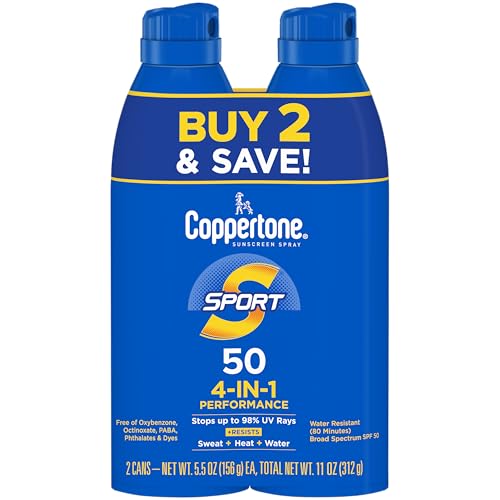 Coppertone Sport SPF 30 Sunscreen Spray, Body Sunscreen, Water Resistant Spray Sunscreen, 5.5 Oz, Pack of 2 (Packaging May Vary) Beauty & Personal Care Coppertone