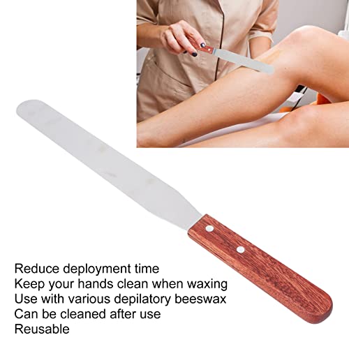 Non-Stick Wax Spatulas, Metal Wax Spatulas, Straight Stainless Steel Body Waxing Stick with Wooden Handle for Hair Removal Beauty and Personal Care Sonew