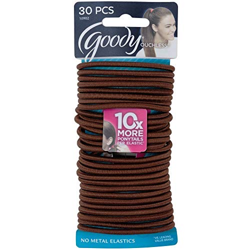 Goody Ouchless No Metal Elastics 4mm Chocolate Cake 30 Per Pack (total 90 count)