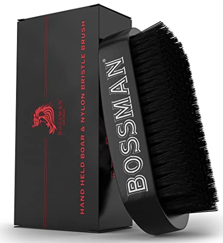 Bossman Beard Brush for Men - Hand Held Boar & Nylon Bristle Brush - Detangling Brush for Beard and Hair Care Beauty and Personal Care Bossman