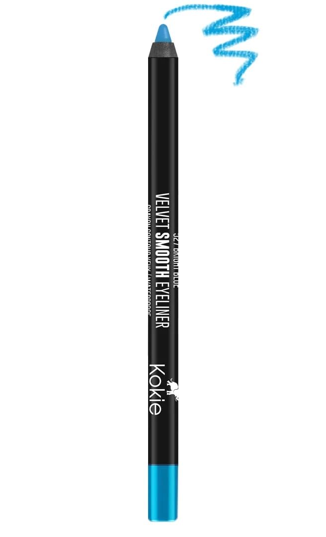 Kokie Cosmetics Waterproof Velvet Smooth Eyeliner Pencil, Bright Blue, 0.042 Ounce