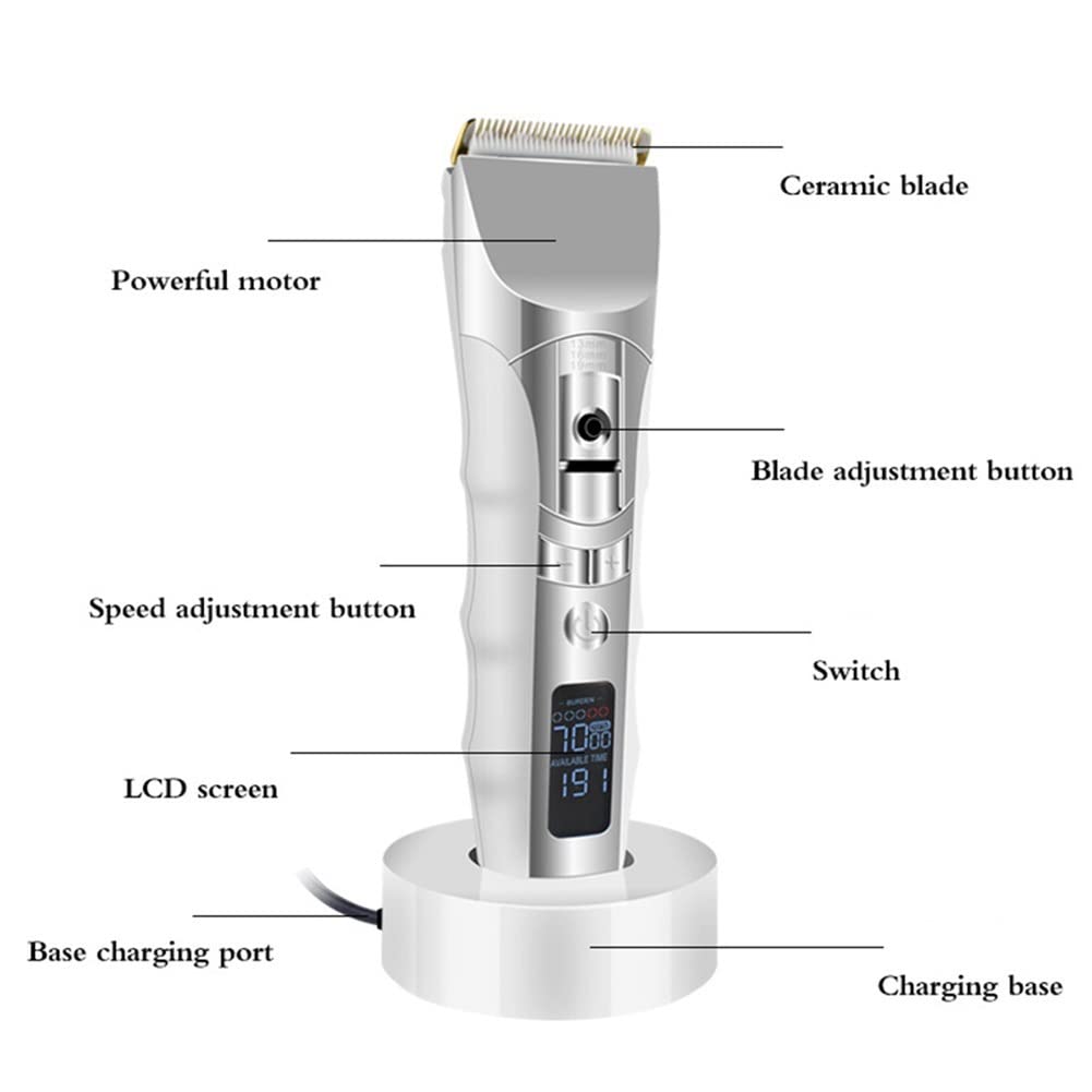 GLESVOWIO Hair Clippers Men USB Rechargeable Beard Razor Trimmer Electric Clipper Barber Cutter with LCD Display Screen Beauty and Personal Care GLESVOWIO