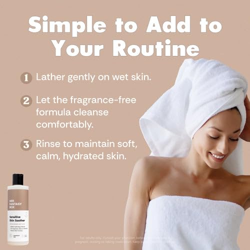 Her Fantasy Box | Sensitive Skin Soother Gentle Body Wash - Fragrance-Free Probiotic Cleanser with Chamomile, pH Balanced, Vegan & Cruelty Free, 8 oz Beauty & Personal Care Her Fantasy Box