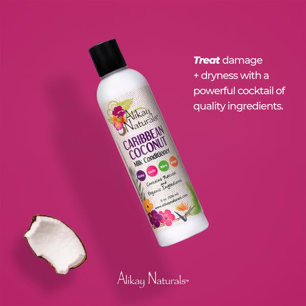 Alikay Naturals Caribbean Coconut Milk Conditioner |Natural Fatty Acids, Coconut Milk & Oil 8 Ounce