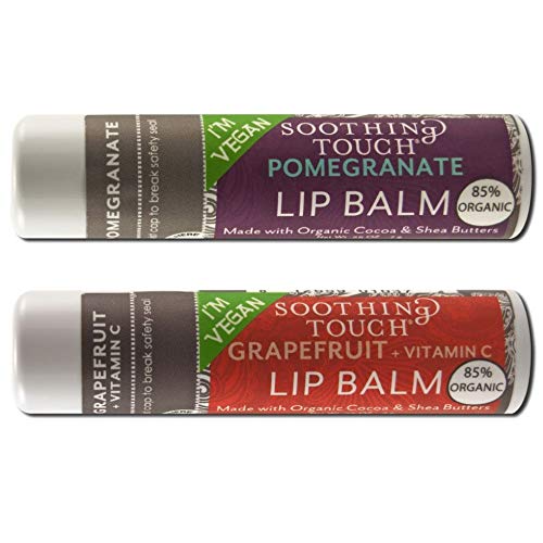 Soothing Touch Vegan Lip Balm - Variety Pack of 2 - Pomegranate and Grapefruit Beauty and Personal Care Soothing Touch
