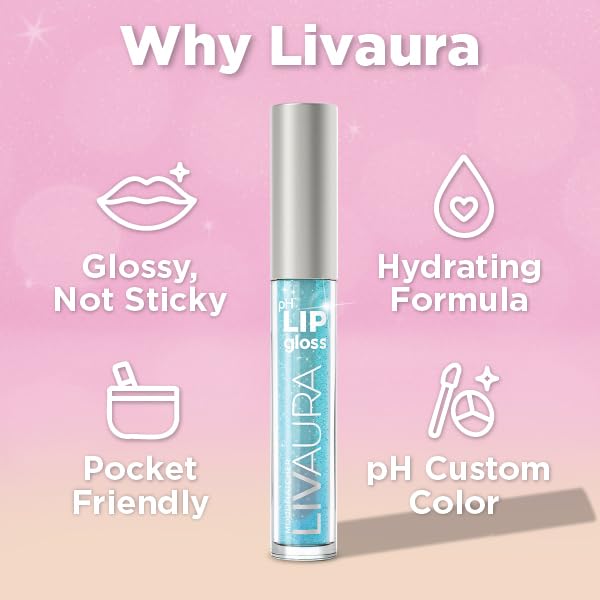 LIVAURA Shimmer Lip Gloss pH Activated, Glitter Lip Gloss for Women, Glossy, Shiny, Sparkly LipGloss, High-Shine Glittery Lipstick, Glimmer Sparkle Beauty & Personal Care LIVAURA