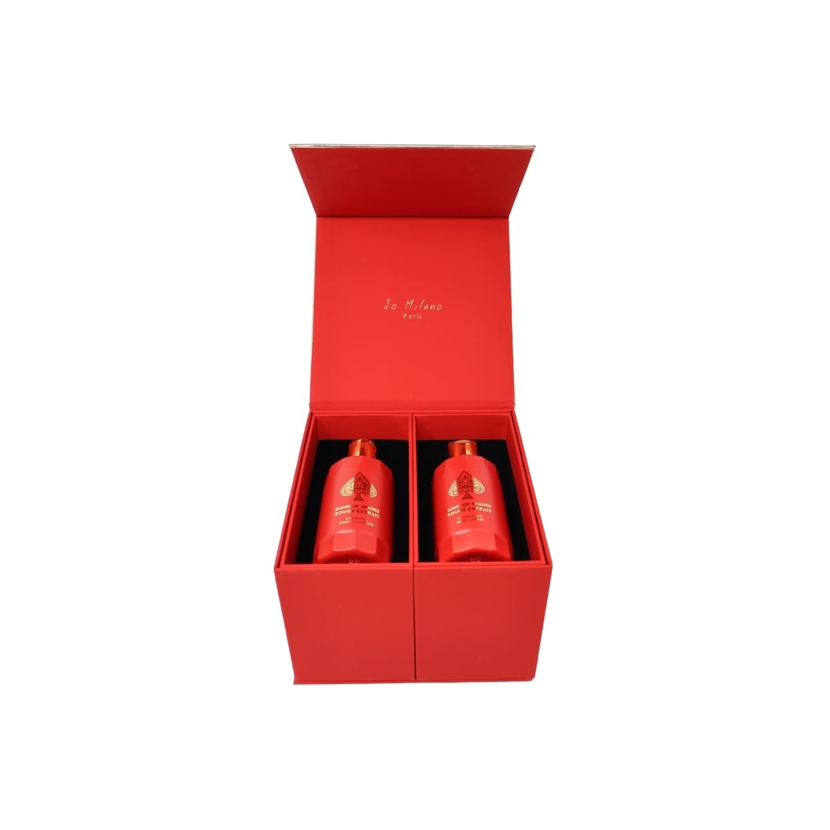 Jo Milano Game of Spades ROUGE EXTRAIT 4-Piece Gift Set Unisex, (3.4 Oz Extrait de Parfum Spray + 6.8 Oz Body Cleanser + 6.8 Oz Body Cream + 0.27 Oz Beauty & Personal Care Jo Milano