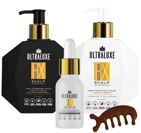 Ultraluxe RX Hair Care Set, Scalp Treatment Bundle for Thinning Hair, Shampoo, Conditioner and Serum Beauty & Personal Care ULTRALUXE SKIN CARE