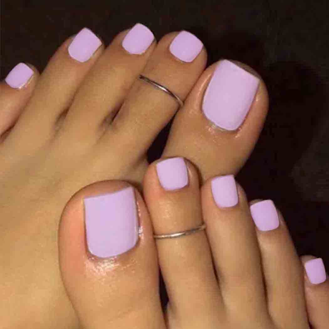 Outyua Solid Square Fake Toenails Matte Press on Toenails Purple Short Acrylic False Toes Nails Artificial Beach Summer Full Cover Toenail for Women Beauty & Personal Care Outyua