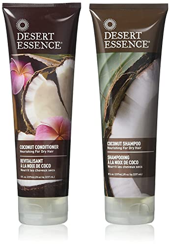 Desert Essence Coconut Shampoo & Conditioner Bundle - 8 Fl Ounce - Nourishing For Dry Hair - Delightful Scent - Refreshes Skin - Coconut Oil Beauty & Personal Care Desert Essence