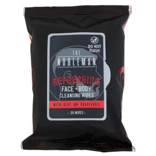 The Nobleman Face & Body Cleansing Wipes - Charcoal Cooling Refreshing Wipes with Aloe Vera, Chamomile, Grapefruit & Vitamin C, Mens Body Wipes Beauty & Personal Care The Nobleman