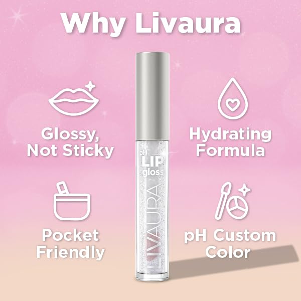 LIVAURA Shimmer Lip Gloss pH Activated, Glitter Lip Gloss for Women, Glossy, Shiny, Sparkly LipGloss, High-Shine Glittery Lipstick, Glimmer Sparkle Beauty & Personal Care LIVAURA