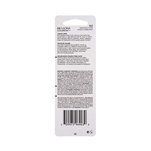 Revlon Skinny Liquid Eyeliner, ColorStay Eye Makeup, Waterproof, Smudge-proof, Longwearing with Ultra-Fine Tip, Mahogany Flame, 0.08 oz Beauty & Personal Care REVLON
