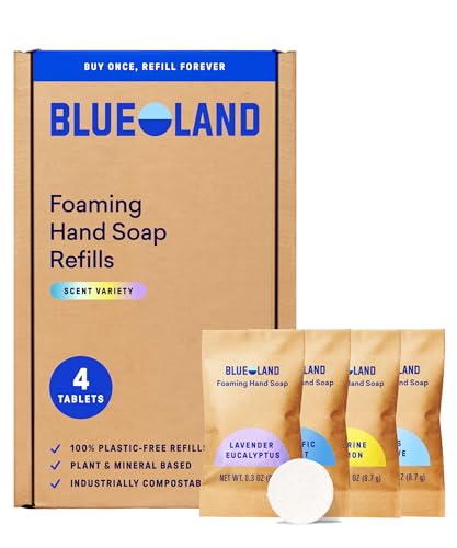 BLUELAND Foaming Hand Soap Refill Tablets, 4-Pack, Variety Pack Scents, Eco Friendly Cleaning Products, 4 x 9 Fl oz Beauty & Personal Care BLUELAND