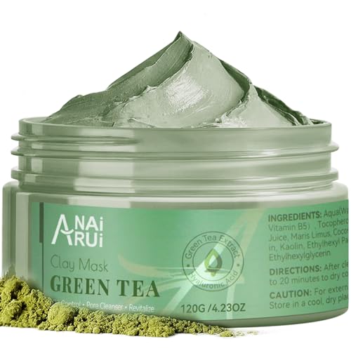 ANAI RUI Green Tea Mask, Clay Mask for Poreless Deep Cleanse, Green Tea Face Mask Blackhead Remover with Kaolin, Aloe, Collagen, Pore Minimizer Beauty & Personal Care ANAI RUI
