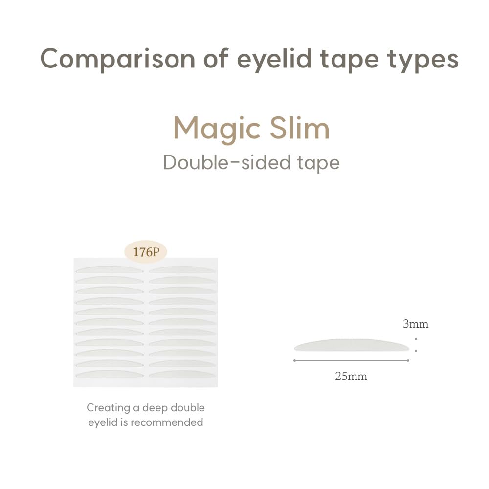 Korean Eye Charm Double Eyelid Tape Hooded Eye Lift - Droopy Eyelid Lifter Eye Lid Strips for Hooded Eyes (Double Sided 3mm 176p) Beauty & Personal Care Eye Charm