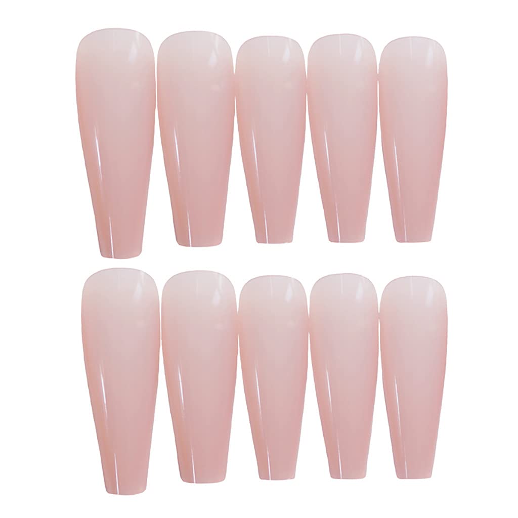 RikView Press on Nails Extra Long Pink Acrylic Nails Coffin Nail Tips Glossy Fake Nails (Pink) Beauty & Personal Care RikView