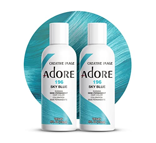 Adore Semi Permanent Hair Color (196 Sky Blue) (2 Pack) | Vegan & Cruelty-Free Blue Hair Dye | No Ammonia, No Peroxide, No Alcohol | 4 Fl Oz Beauty & Personal Care Adore