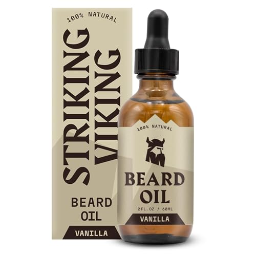 Striking Viking Vanilla Beard Oil for Men - Naturally Derived Conditioner with Argan & Jojoba Oils for Softening, Moisturizing and Growth (2 Oz) Beauty & Personal Care Striking Viking