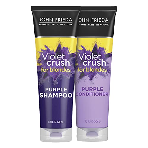 John Frieda Violet Crush Purple Shampoo and Conditioner Set for Blonde Hair, Neutralizes Yellow Tones for Bleached, Blonde, and Platinum Hair, 8.3 Oz Beauty & Personal Care John Frieda