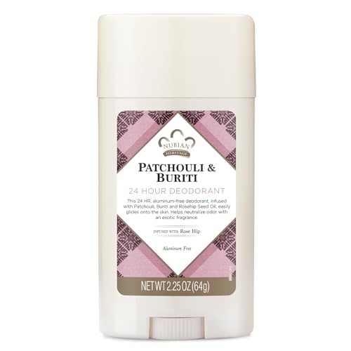 Nubian Heritage Aluminum-Free Deodorant, Patchouli & Buriti - Natural Deodorant with Organic Shea Butter, Rosehip Oil, and Aloe Vera, 2.25 Oz Beauty and Personal Care Nubian Heritage