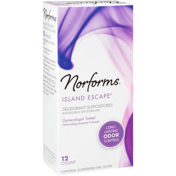 Norforms Feminine Deodorant Suppositories, Long Lasting Odor Control, Island Escape scent, 12 Count. (Pack of 7) Beauty and Personal Care Norforms