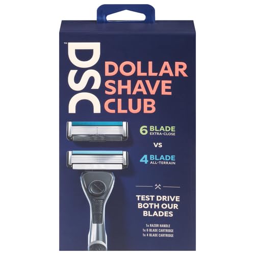 Dollar Shave Club Men's Razor Mixed Starter Shaving Kit Includes 1 Handle, 4-Blade Cartridge, and 6-Blade Cartridge 3 Count For a Comfortable Beauty and Personal Care Dollar Shave Club