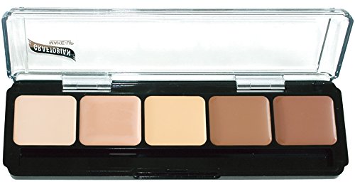 Graftobian HD Glamour Crème Foundation Palette (Highlight & Contour Light) - High Definition 5 Color Makeup Palette, Cream Based Hi-Lite and Contour