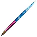 PANA Pure Kolinsky Hair Acrylic Nail Brush - Round Shape Pink Ferrule with White Swirl Blue Handle (Size 10) Beauty & Personal Care PANA