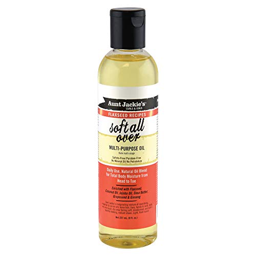 Aunt Jackie's Flaxseed Recipes Soft All Over, Multi-Use Oil for Hair and Body, Enriched with Flaxseed, Avocado, Coconut Oil and Marshmallow Root,