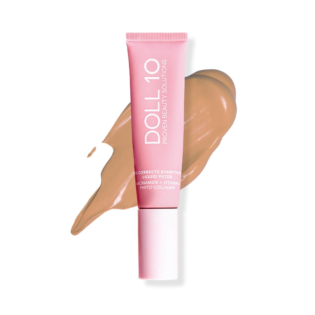 Doll 10 TCE Liquid Filter - CC Cream - Liquid Foundation - Lightweight Tinted Moisturizer & Skin Tint - Blurs Pores & Fine Lines - Vegan - Clean
