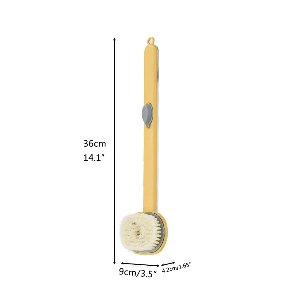 Handle Liquid Bath Brush with Soap Dispensing, Exfoliating Scrubber for Back, Legs. Promotes, Suitable for All Skin Types (Yellow) Beauty and Personal Care ZJchao