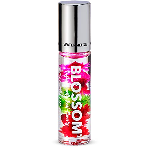 Blossom Roll on Lip Gloss, Scented Clear High Shine Moisturizing Lip Oil, Non Sticky, Infused with Real Flowers, Made in USA, 0.2oz, Watermelon Beauty & Personal Care Blossom