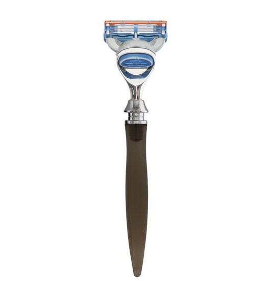 eShave 5-blades razor smoke for men with long ergonomic handle and pivoting head, lubricating strip and precision trimmer- blade fit the most famous Beauty and Personal Care eShave