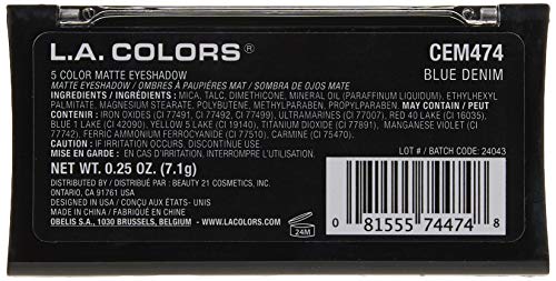 L.A. COLORS 5 Color Matte Eyeshadow Palette, Blue Denim CEM474 Beauty & Personal Care L.A. COLORS