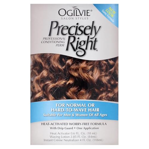 Ogilvie Salon Styles Precisely Right Professional Conditioning Home Perm Kit for Men & Women - For Normal or Hard-to-wave Hair - Heat-activated