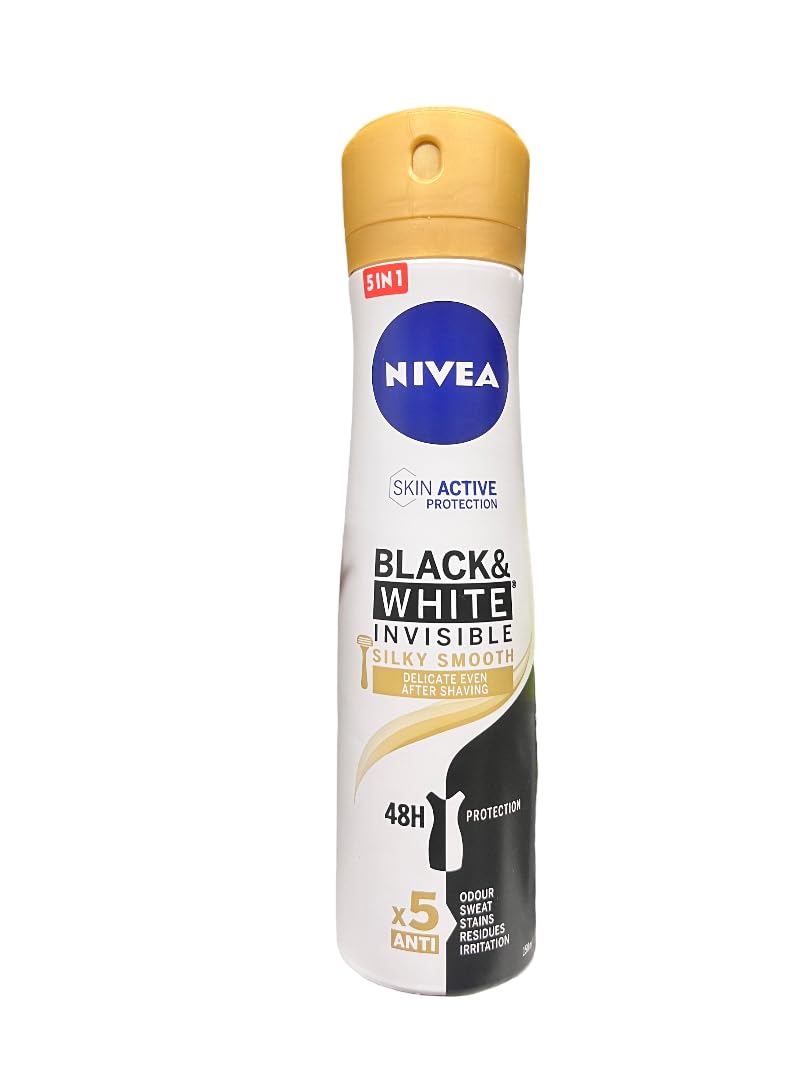 Nivea Spray Deodorant Black & White Invisible Silky Smooth - 150 ml Beauty and Personal Care NIVEA